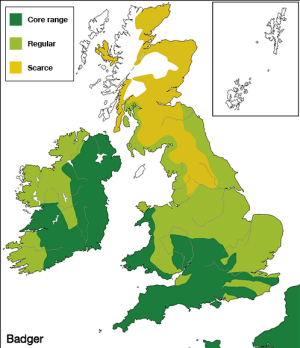 Mammal Society badger distribution map from 2007